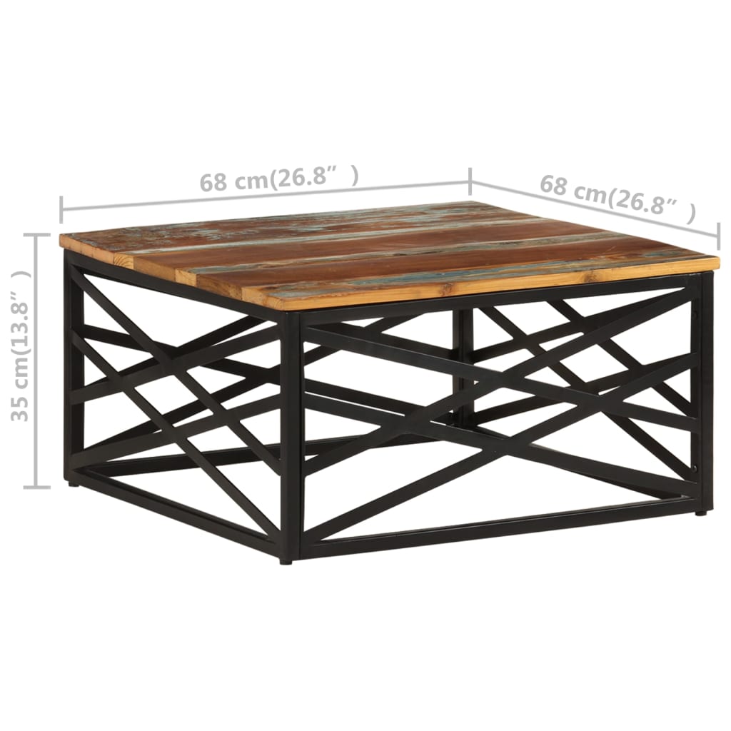 vidaXL Coffee Table 26.8"x26.8"x13.8" Solid Reclaimed Wood-5