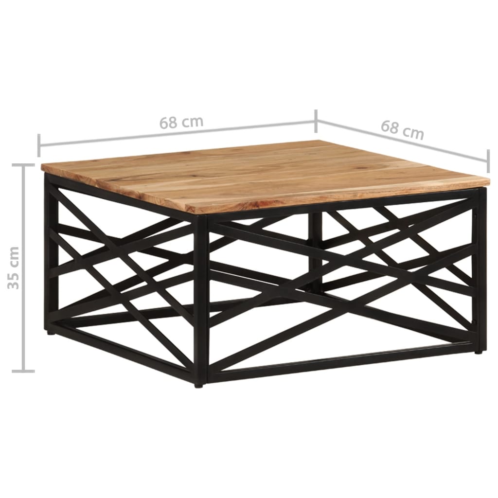 vidaXL Coffee Table 26.8"x26.8"x13.8" Solid Acacia Wood-5
