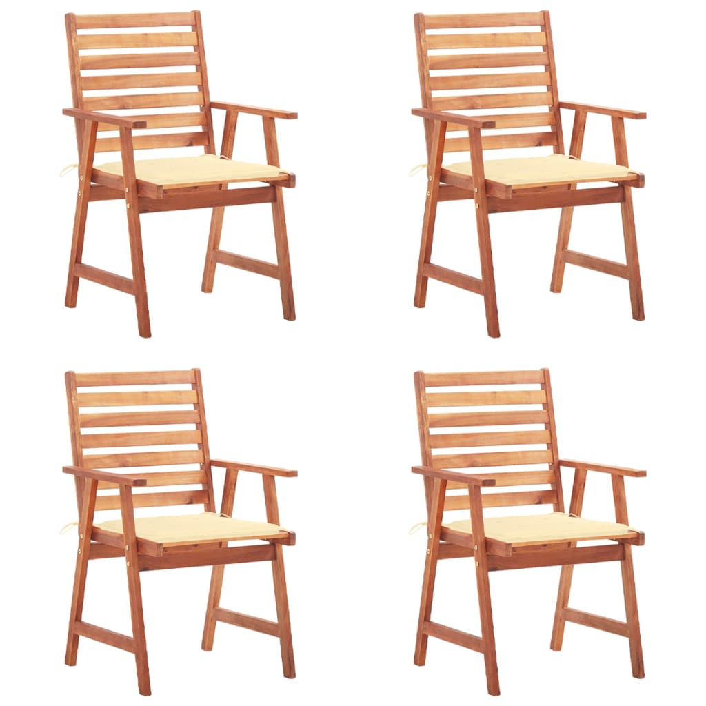 vidaXL Patio Dining Chairs Outdoor Patio Chair with Cushions Solid Wood Acacia-23