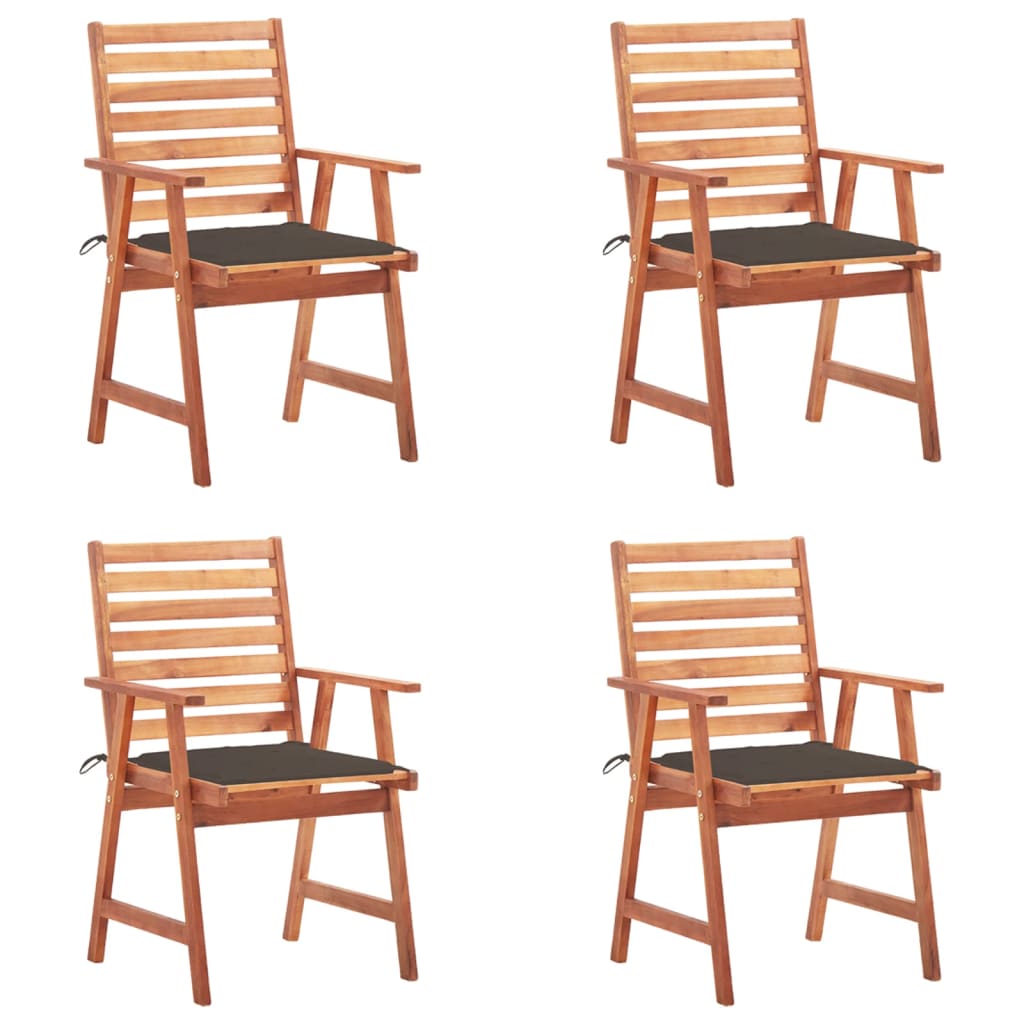 vidaXL Patio Dining Chairs Outdoor Patio Chair with Cushions Solid Wood Acacia-2