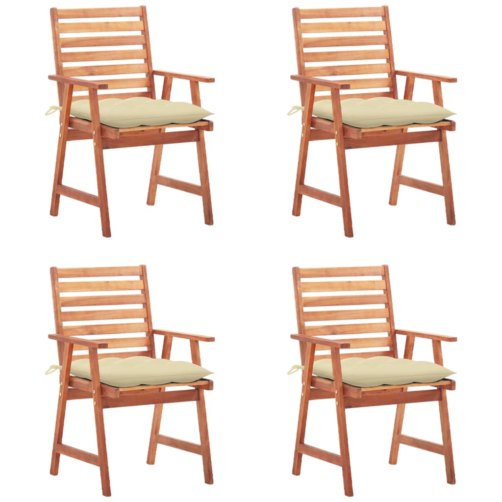 vidaXL Patio Dining Chairs Outdoor Patio Chair with Cushions Solid Wood Acacia-21