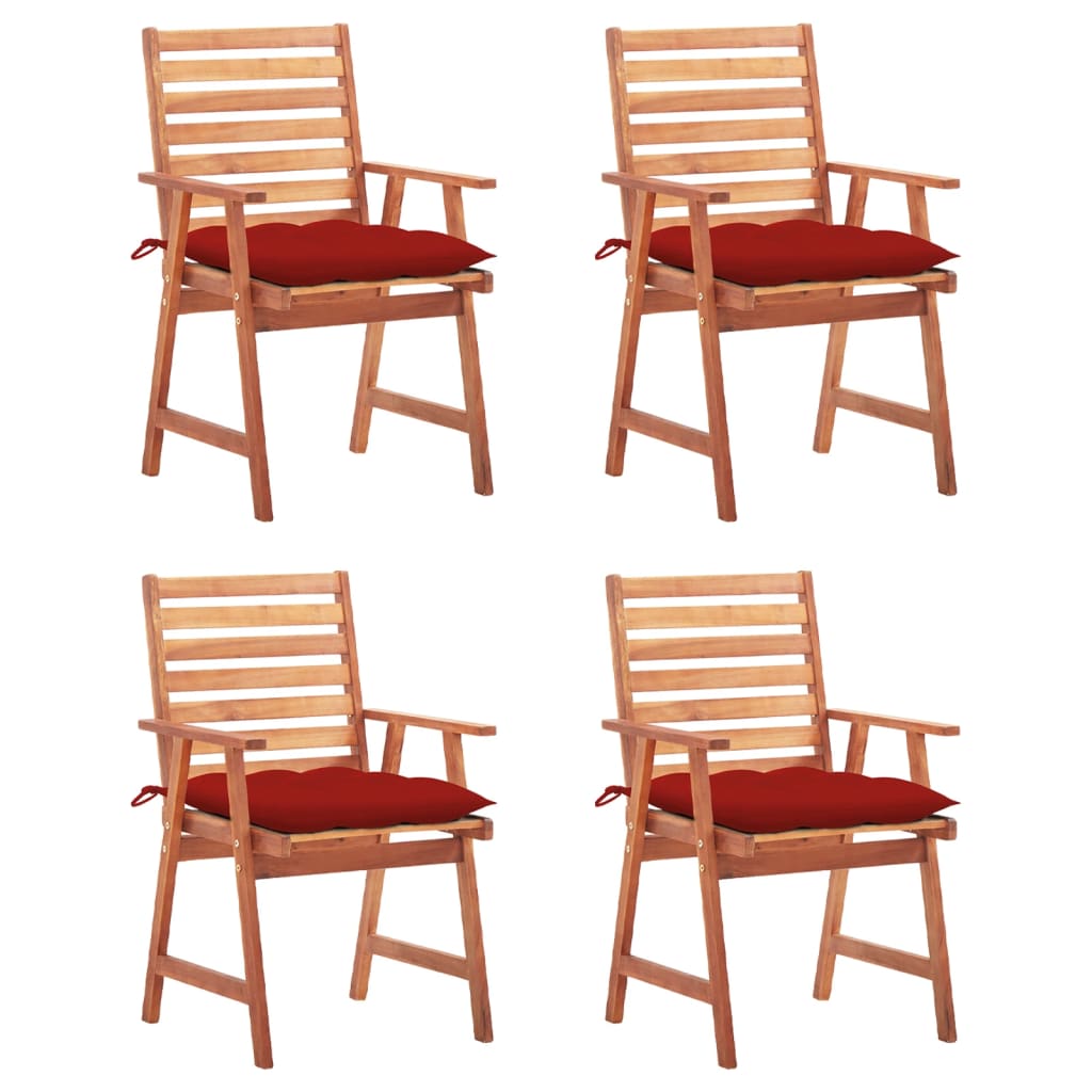 vidaXL Patio Dining Chairs Outdoor Patio Chair with Cushions Solid Wood Acacia-55