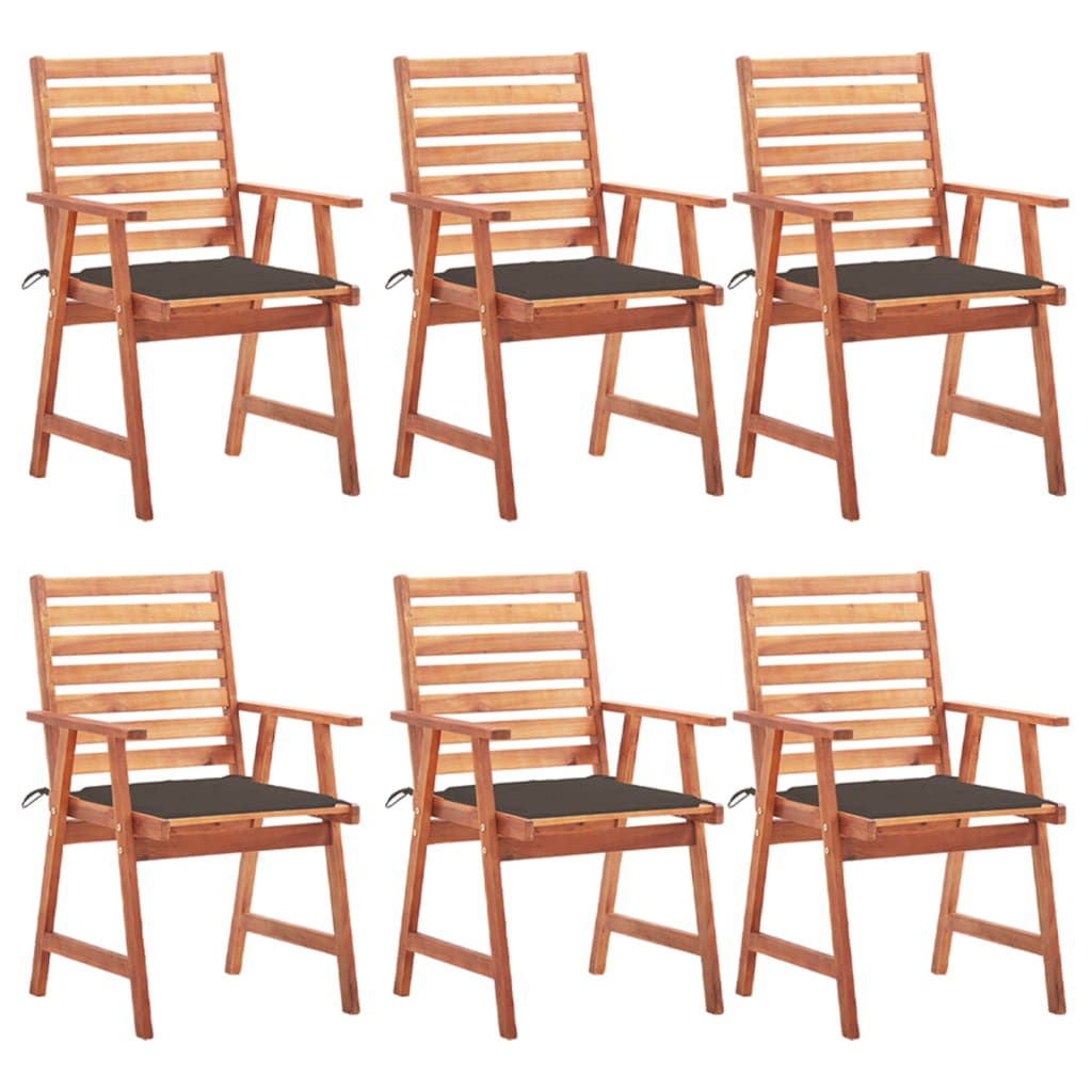 vidaXL Patio Dining Chairs Outdoor Patio Chair with Cushions Solid Wood Acacia-6