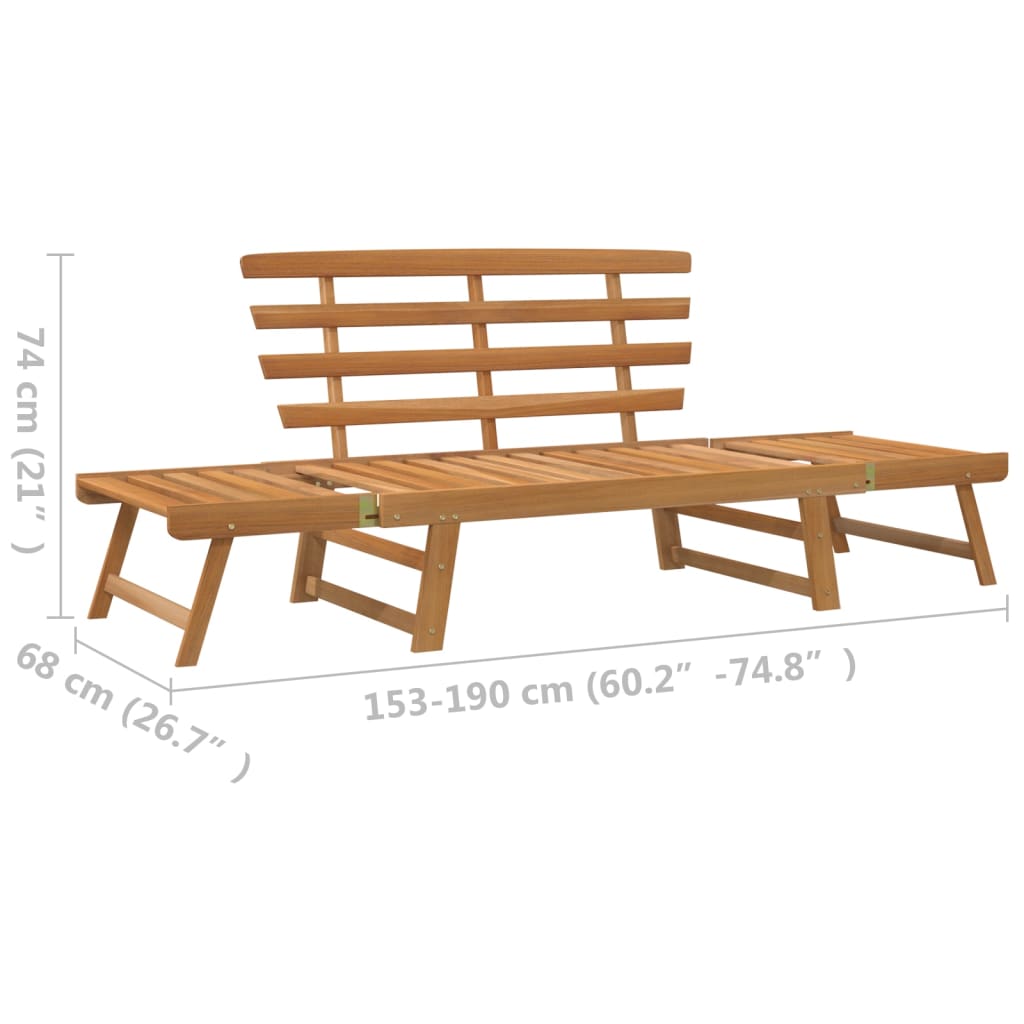 vidaXL Patio Bench Outdoor Garden Bench with Cushions 2-in-1 Solid Wood Acacia-35