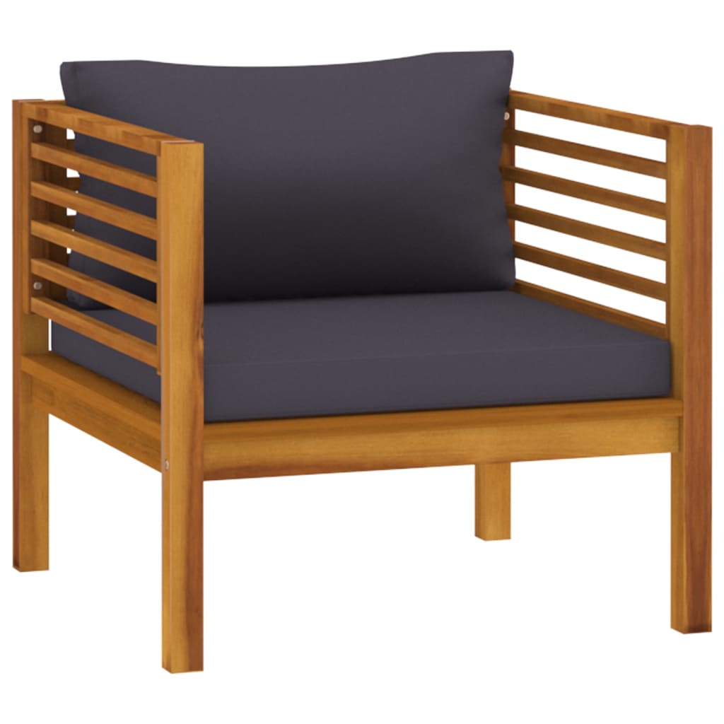 vidaXL Patio Chair with Dark Gray Cushions Solid Acacia Wood-1