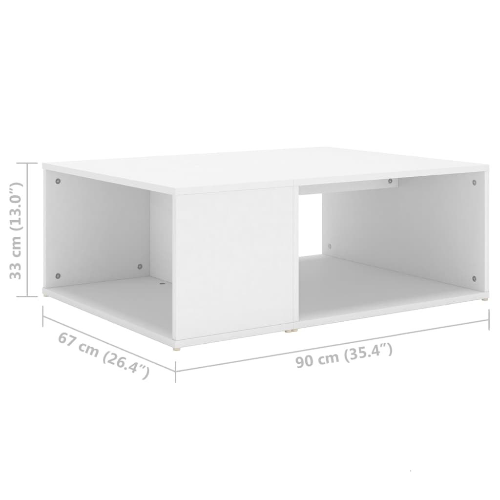 vidaXL Coffee Table White Chipboard Side Sofa Accent High Gloss White/White-1
