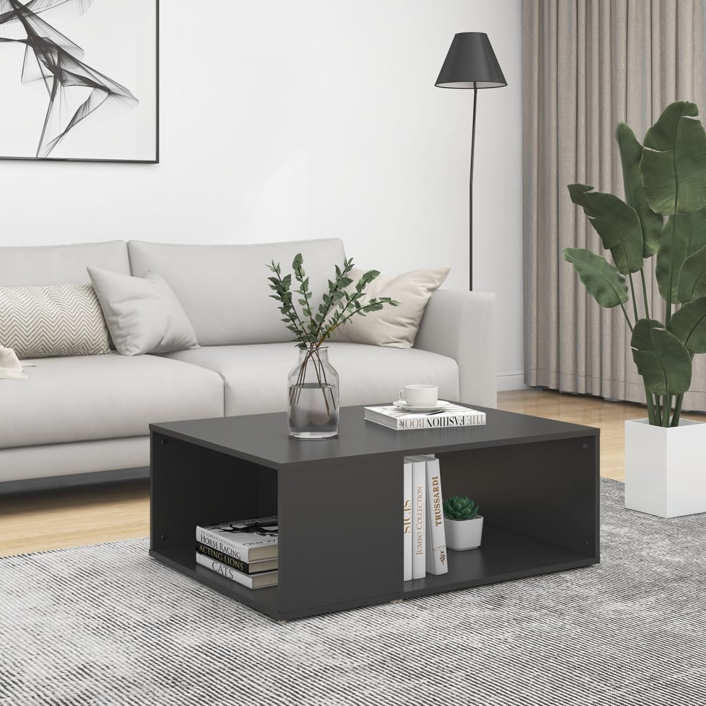 vidaXL Coffee Table White Chipboard Side Sofa Accent High Gloss White/White-21