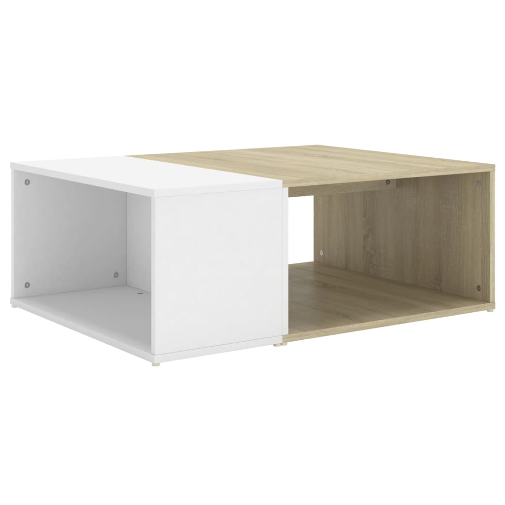 vidaXL Coffee Table White Chipboard Side Sofa Accent High Gloss White/White-22