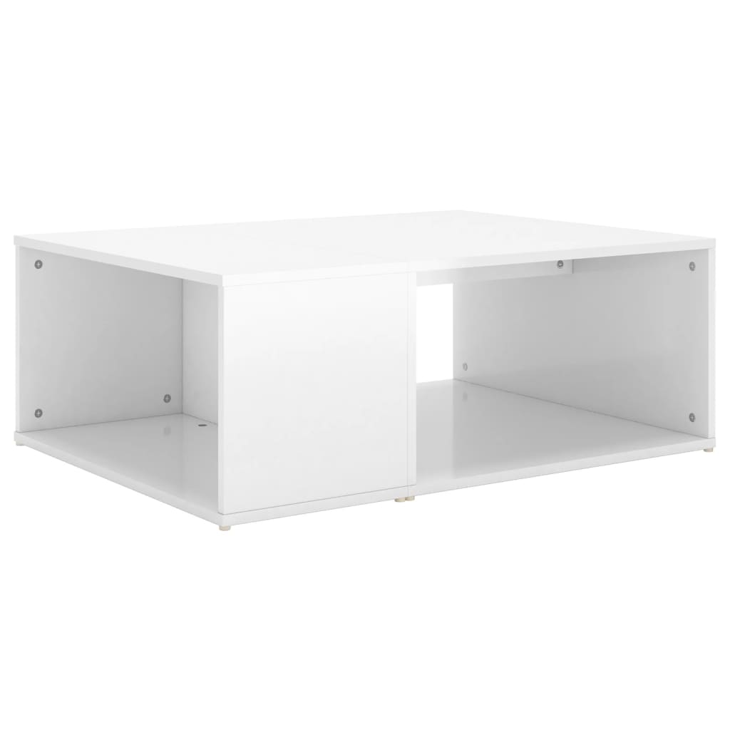 vidaXL Coffee Table White Chipboard Side Sofa Accent High Gloss White/White-12