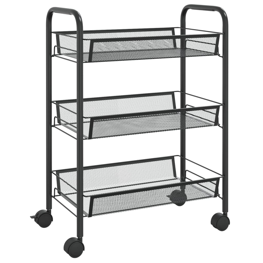 vidaXL Kitchen Trolley Rolling Storage Utility Cart with Mesh Baskets Iron-45