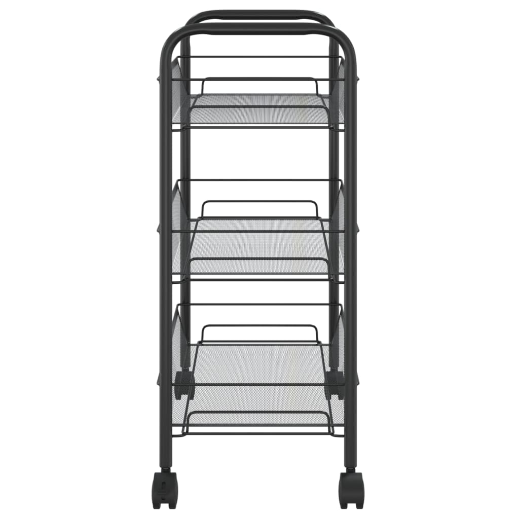 vidaXL Kitchen Trolley Rolling Storage Utility Cart with Mesh Baskets Iron-2