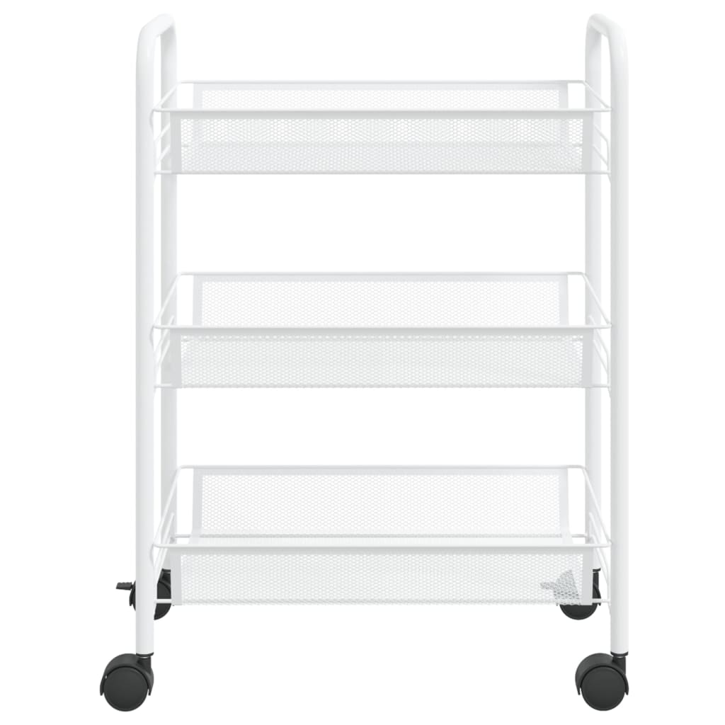 vidaXL Kitchen Trolley Rolling Storage Utility Cart with Mesh Baskets Iron-35