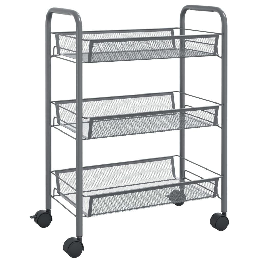 vidaXL Kitchen Trolley Rolling Storage Utility Cart with Mesh Baskets Iron-66