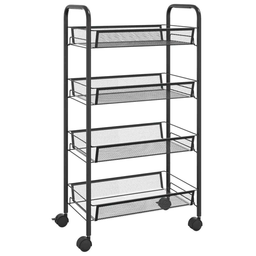 vidaXL Kitchen Trolley Rolling Storage Utility Cart with Mesh Baskets Iron-59