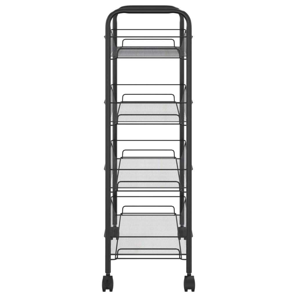 vidaXL Kitchen Trolley Rolling Storage Utility Cart with Mesh Baskets Iron-17