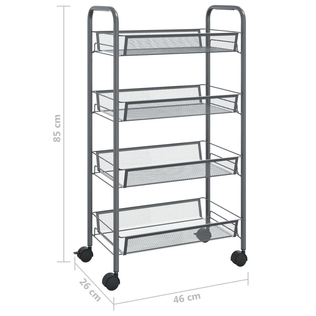 vidaXL Kitchen Trolley Rolling Storage Utility Cart with Mesh Baskets Iron-60