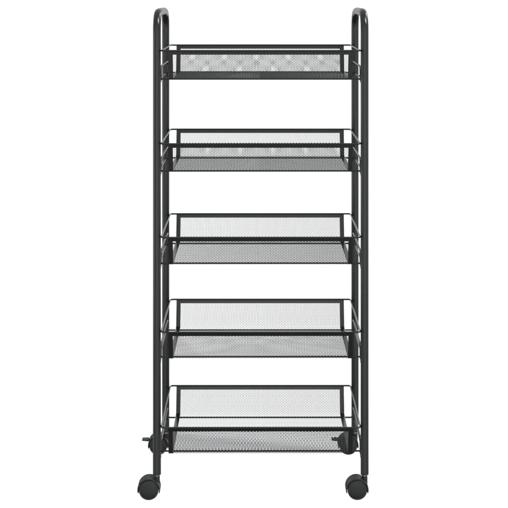 vidaXL Kitchen Trolley Rolling Storage Utility Cart with Mesh Baskets Iron-26