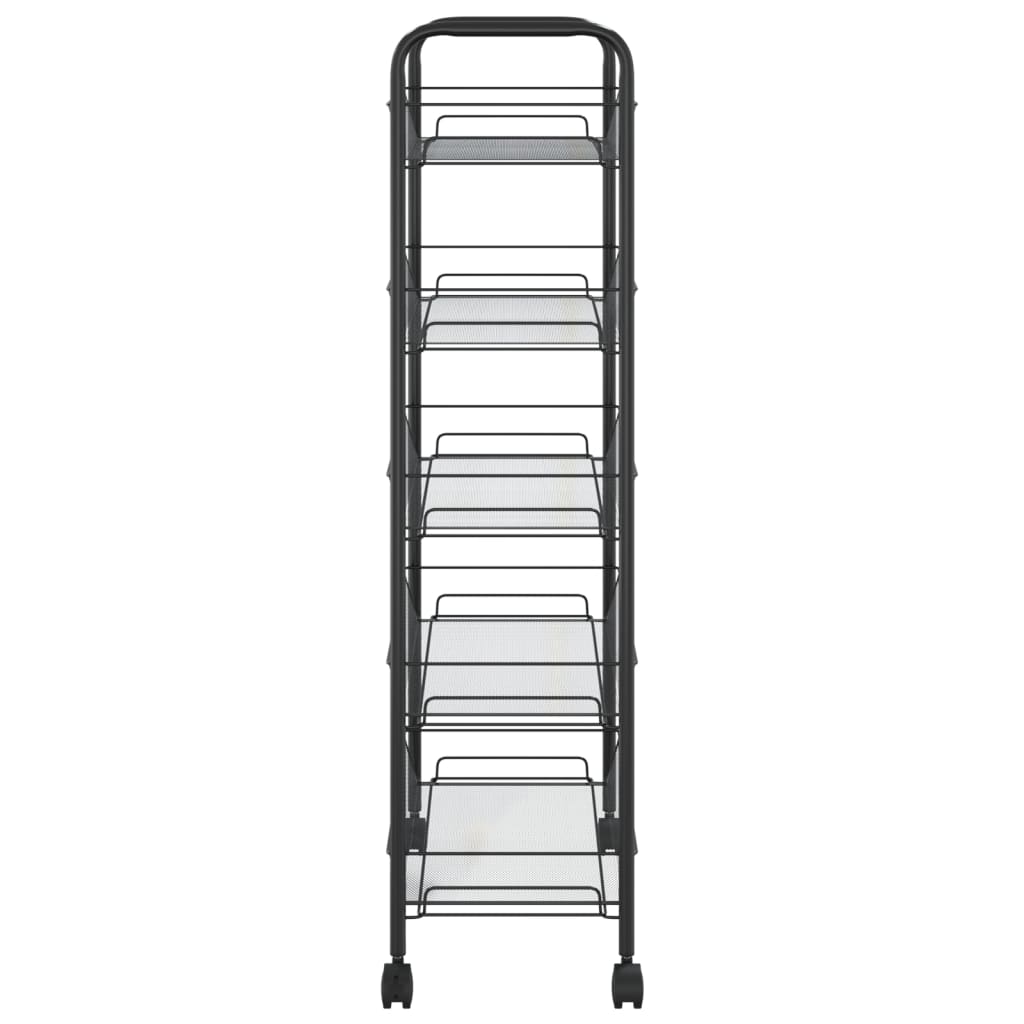 vidaXL Kitchen Trolley Rolling Storage Utility Cart with Mesh Baskets Iron-33