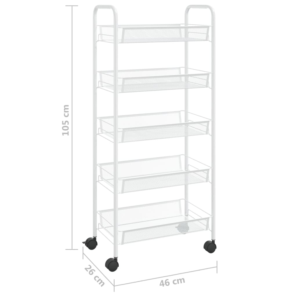 vidaXL Kitchen Trolley Rolling Storage Utility Cart with Mesh Baskets Iron-46