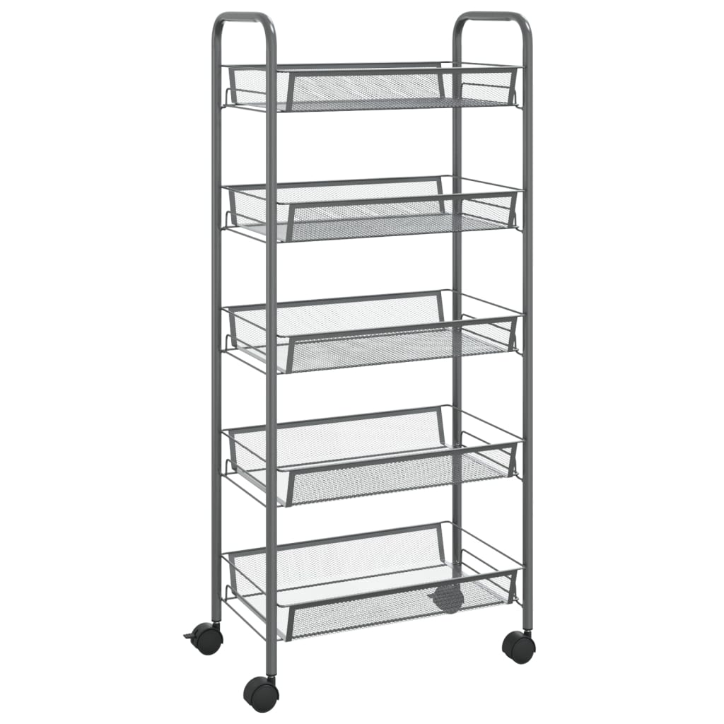 vidaXL Kitchen Trolley Rolling Storage Utility Cart with Mesh Baskets Iron-30