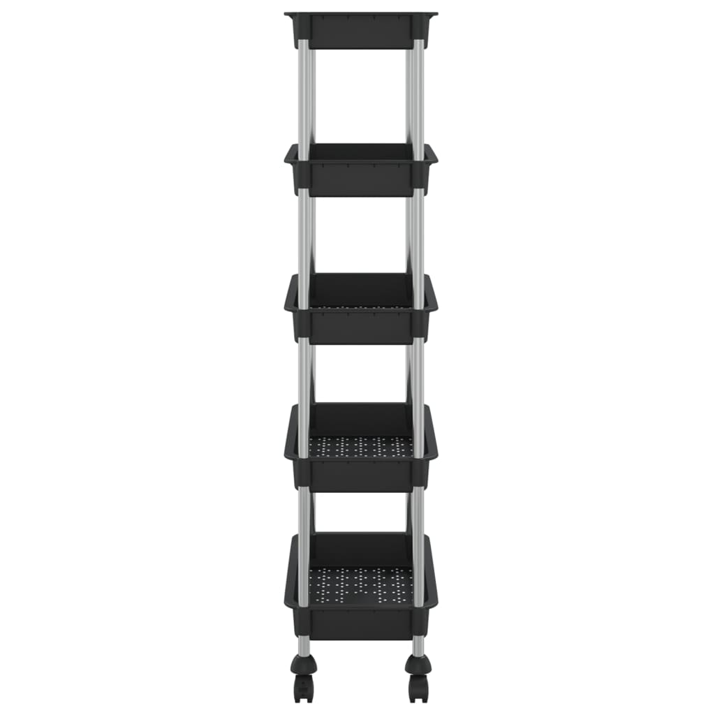 vidaXL 5-Tier Kitchen Trolley Rolling Storage Cart with Wheels Iron and ABS-11