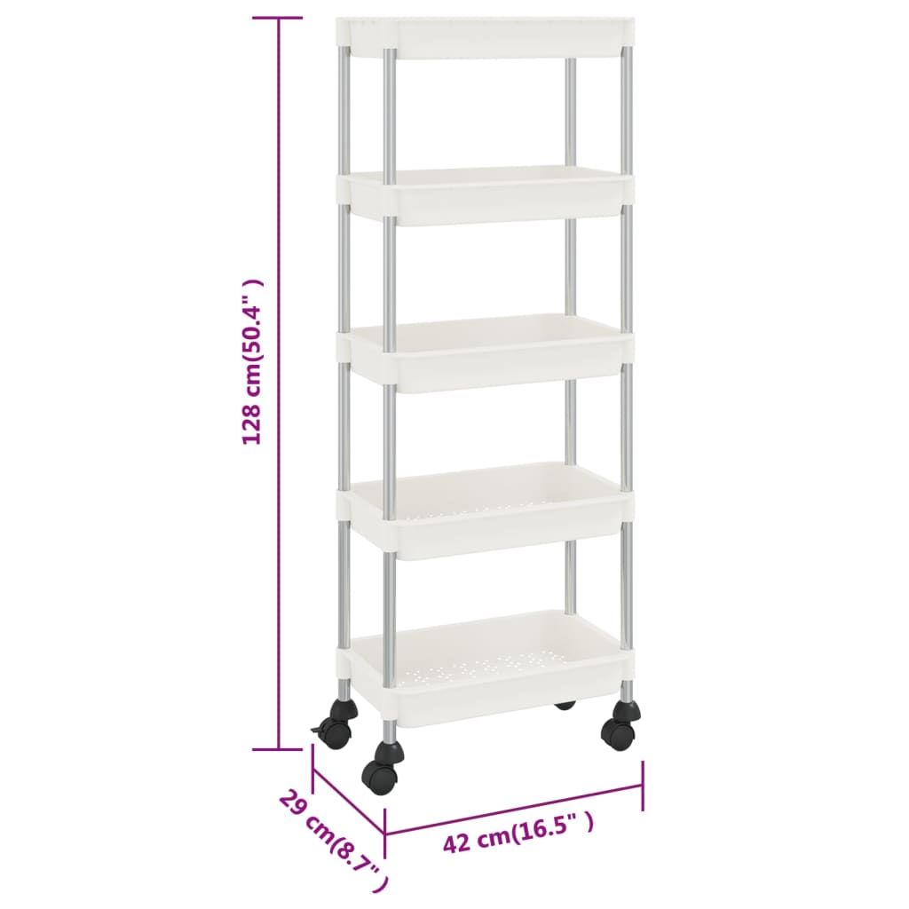 vidaXL 5-Tier Kitchen Trolley Rolling Storage Cart with Wheels Iron and ABS-4