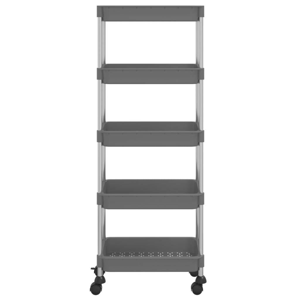 vidaXL 5-Tier Kitchen Trolley Rolling Storage Cart with Wheels Iron and ABS-0