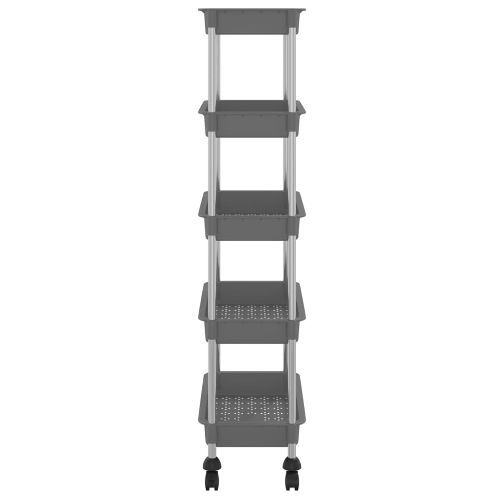 vidaXL 5-Tier Kitchen Trolley Rolling Storage Cart with Wheels Iron and ABS-3