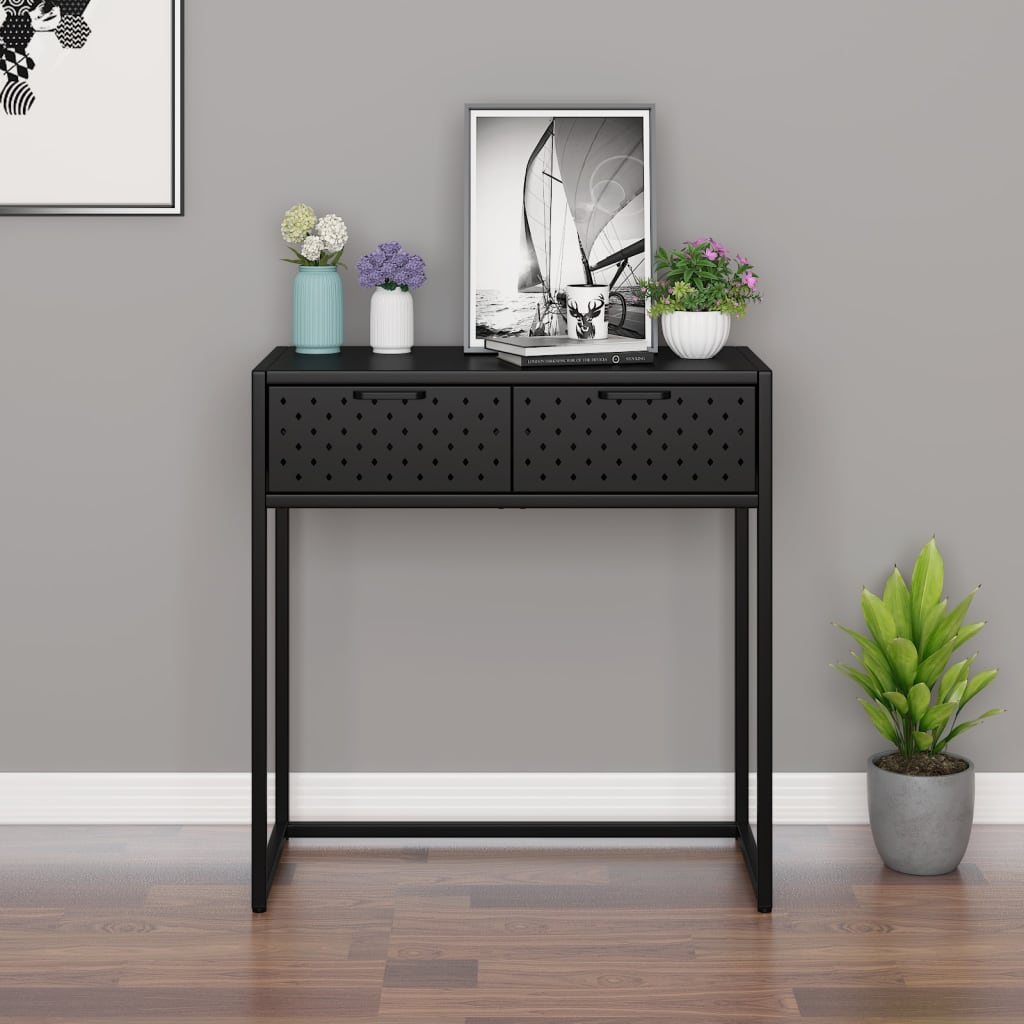 vidaXL Console Table Entryway Table Hall Narrow Side Table with Drawer Steel-1