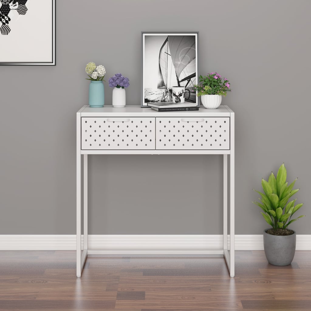 vidaXL Console Table Entryway Table Hall Narrow Side Table with Drawer Steel-7