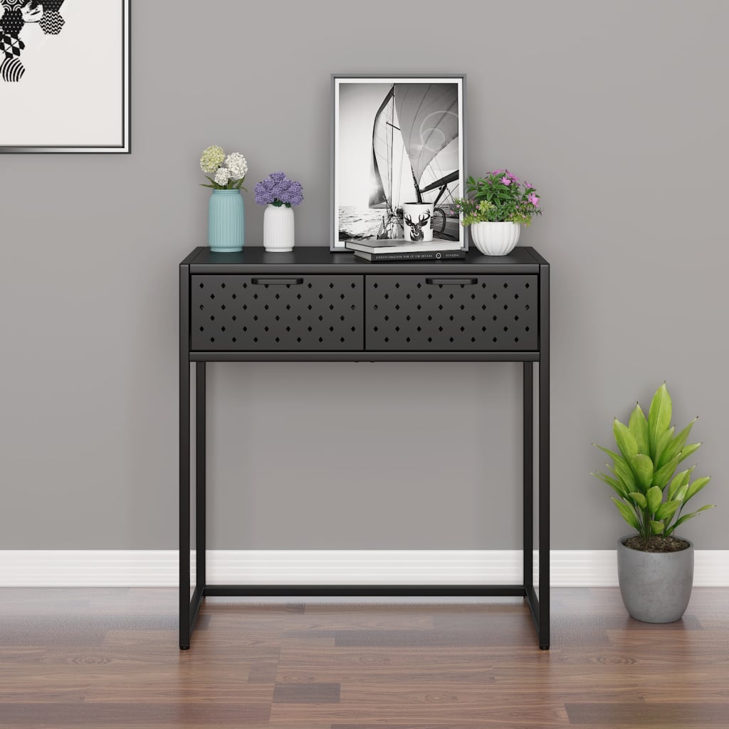 vidaXL Console Table Entryway Table Hall Narrow Side Table with Drawer Steel-13