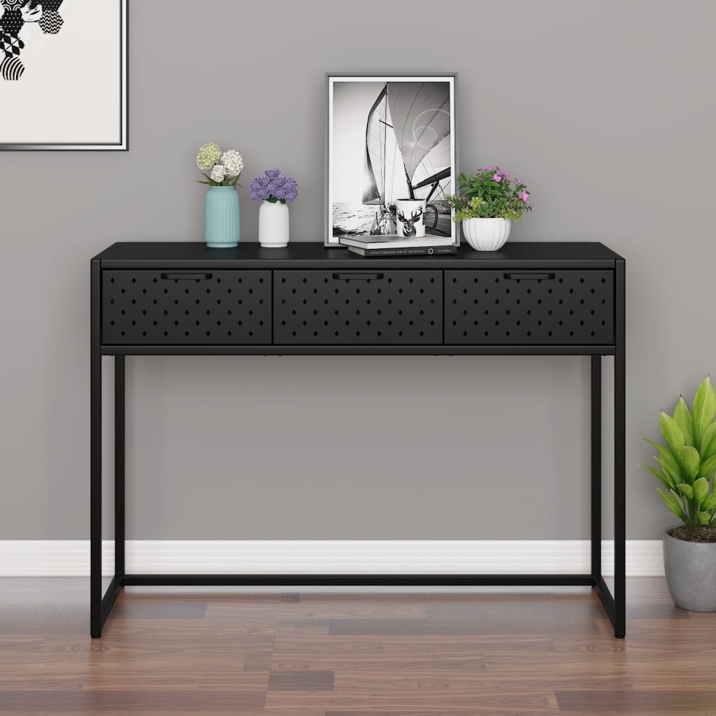 vidaXL Console Table Entryway Table Hall Narrow Side Table with Drawer Steel-18