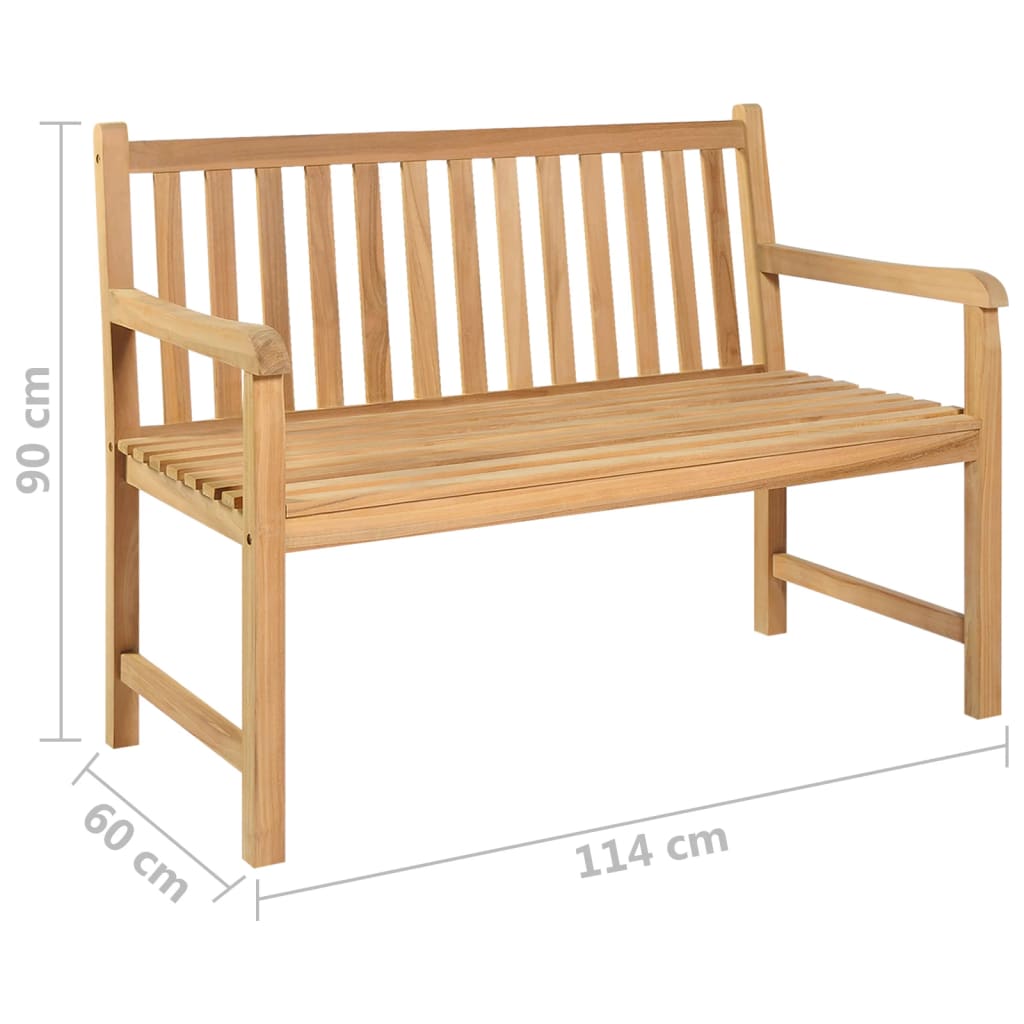 vidaXL Outdoor Patio Bench Garden Front Porch Chair Bench Solid Wood Teak-10