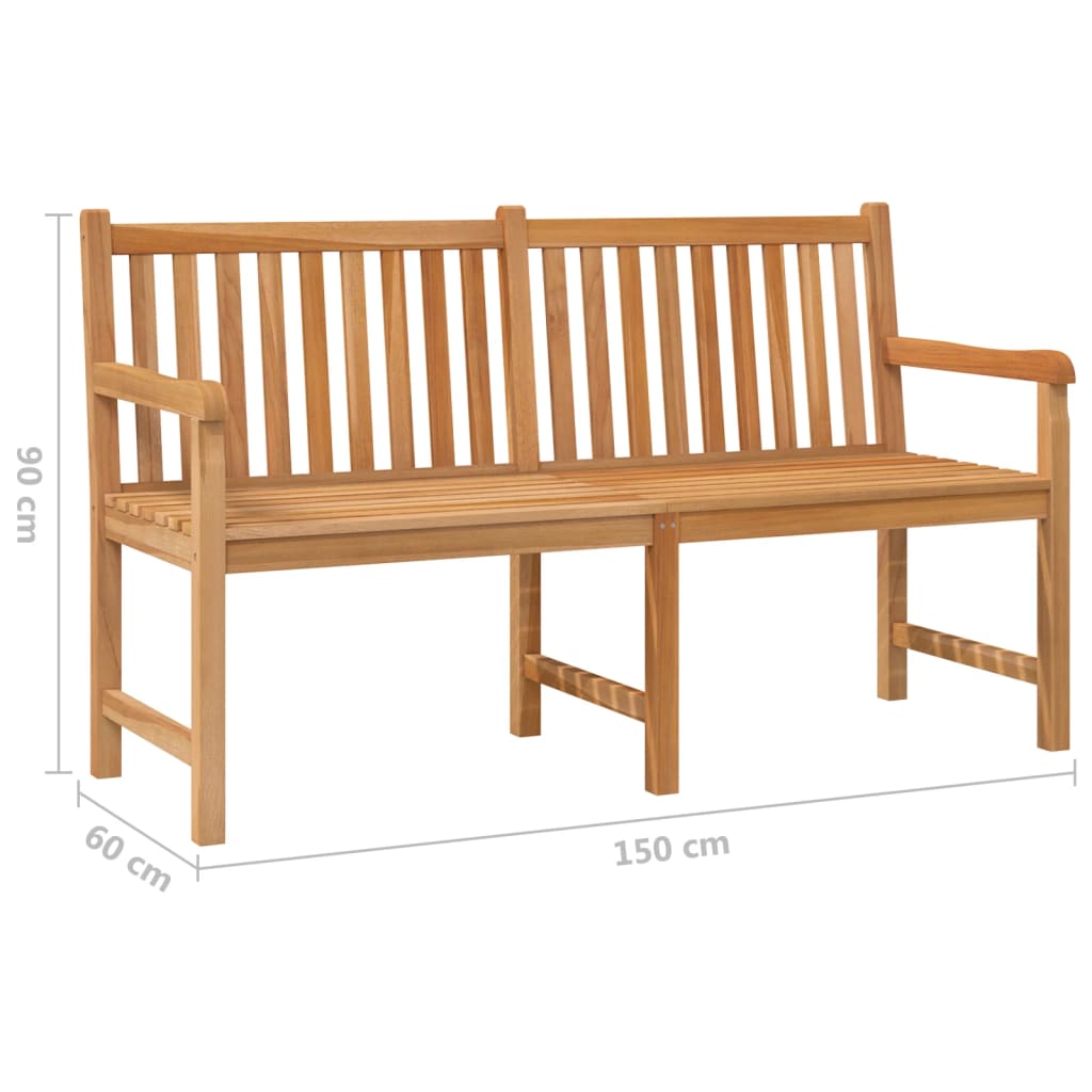 vidaXL Outdoor Patio Bench Garden Front Porch Chair Bench Solid Wood Teak-19