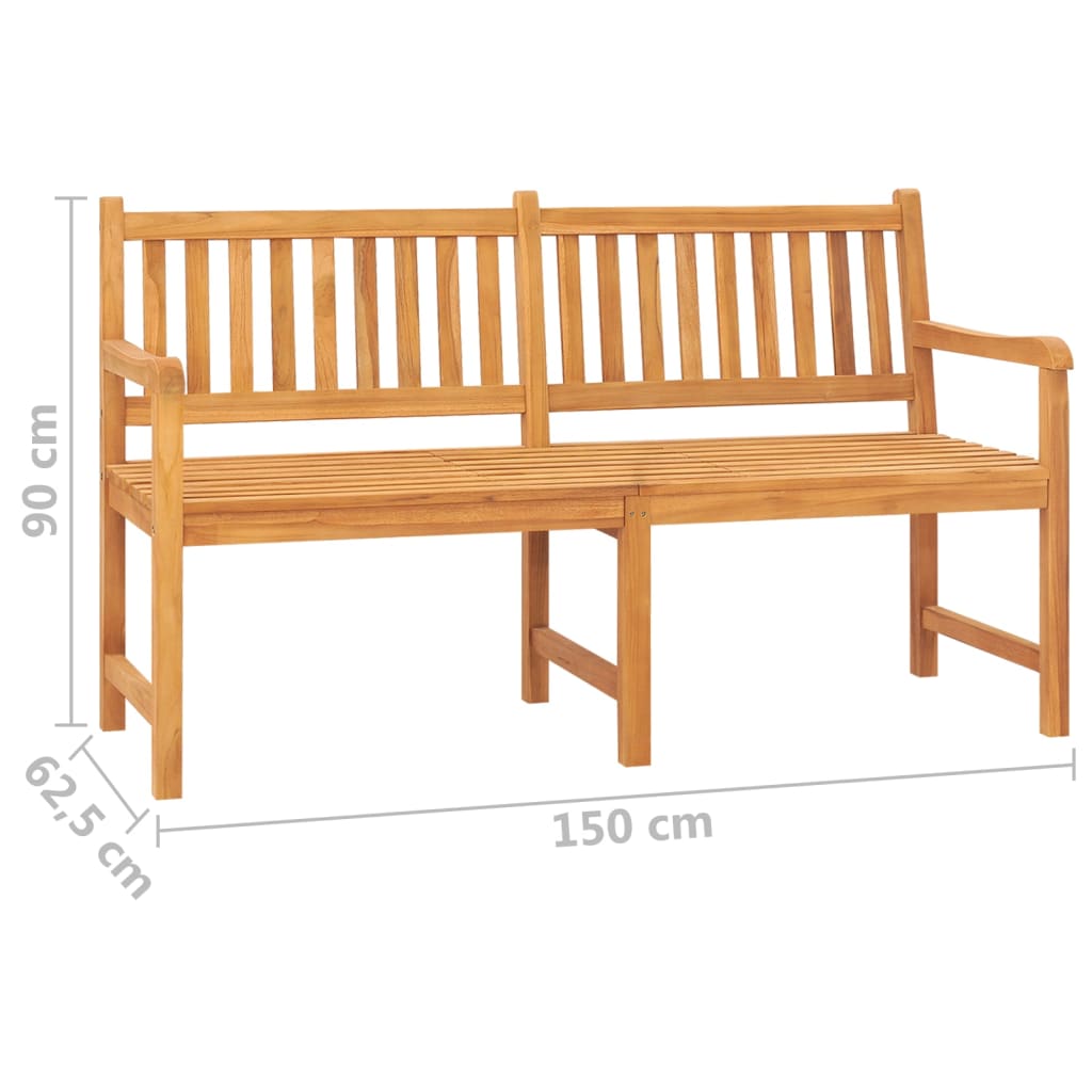 vidaXL 3-Seater Patio Bench with Table 59.1" Solid Teak Wood-8