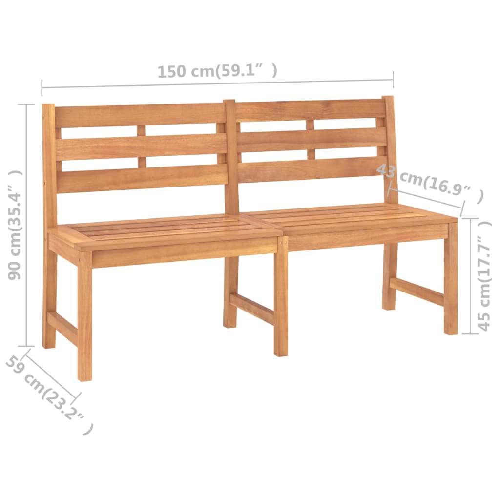 vidaXL Outdoor Patio Bench Garden Park Bench with Backrest Solid Wood Teak-6