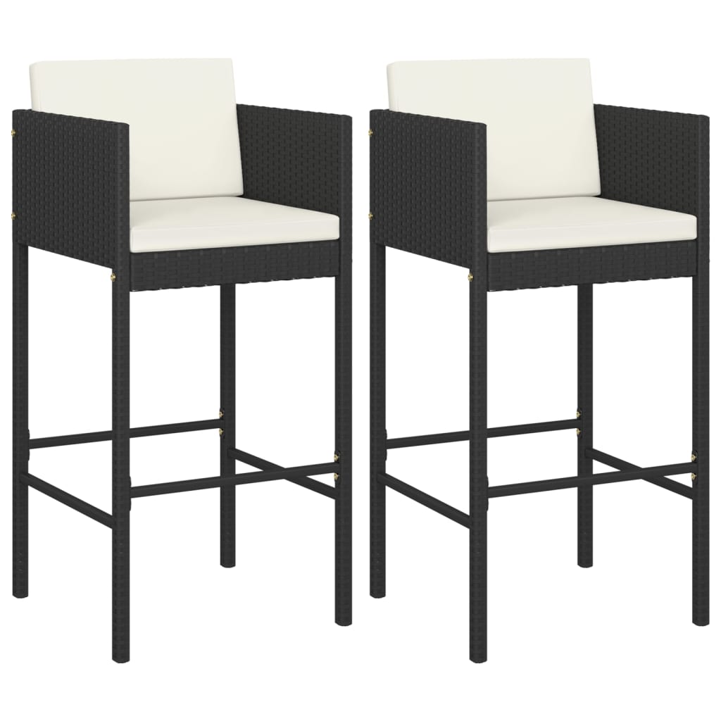 vidaXL Bar Stools 4 pcs with Cushions Black Poly Rattan-22