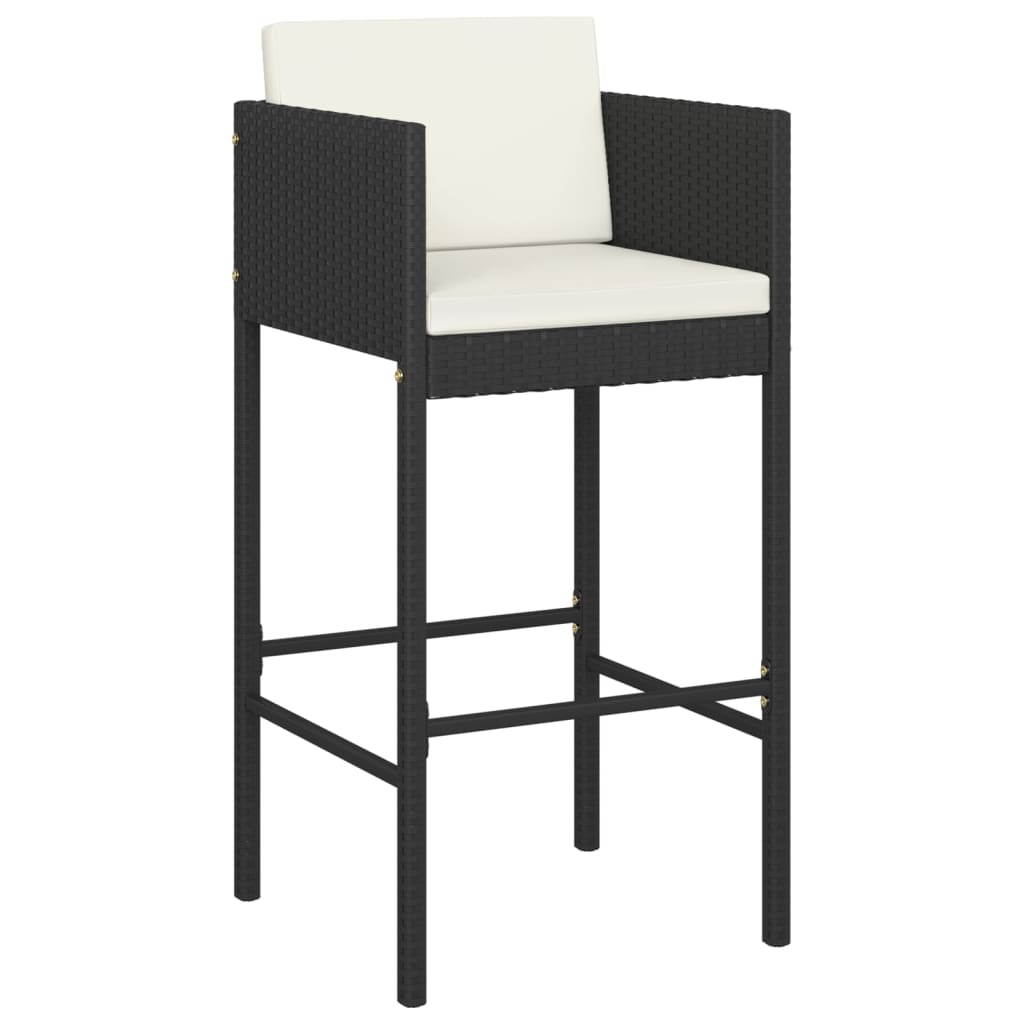 vidaXL Bar Stools 4 pcs with Cushions Black Poly Rattan-26