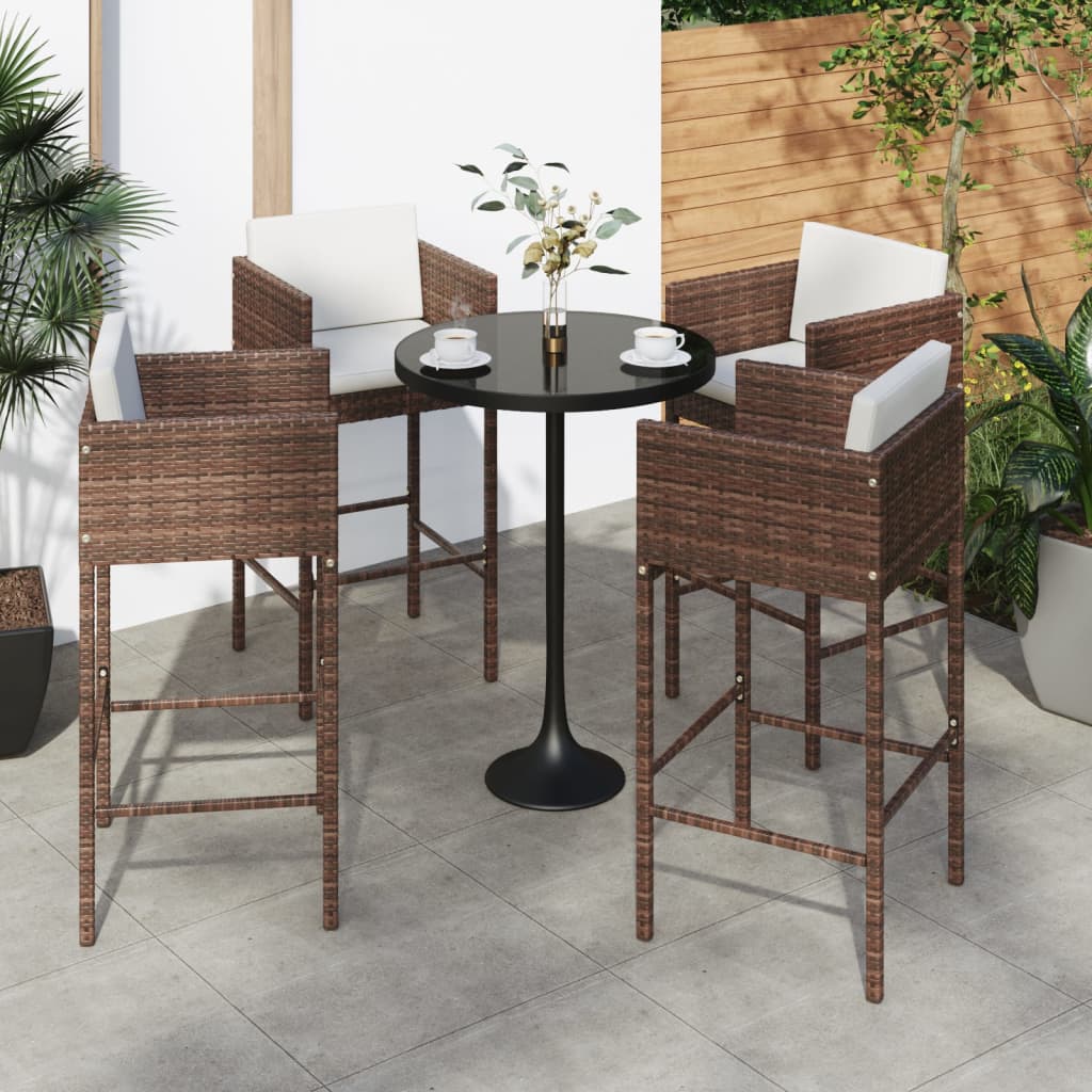 vidaXL Bar Stools 4 pcs with Cushions Black Poly Rattan-42