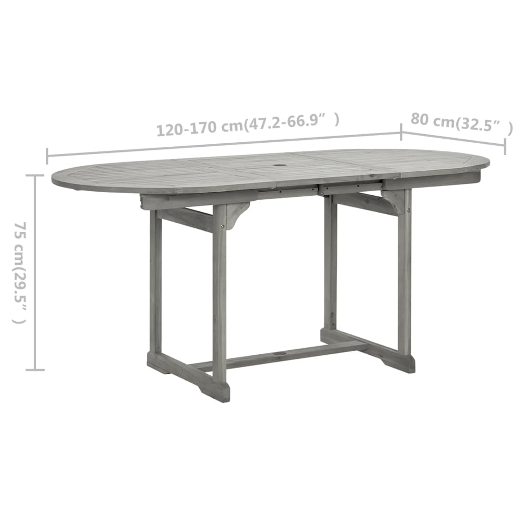 vidaXL Patio Dining Table (47.2"-66.9")x31.5"x29.5" Solid Acacia Wood-7