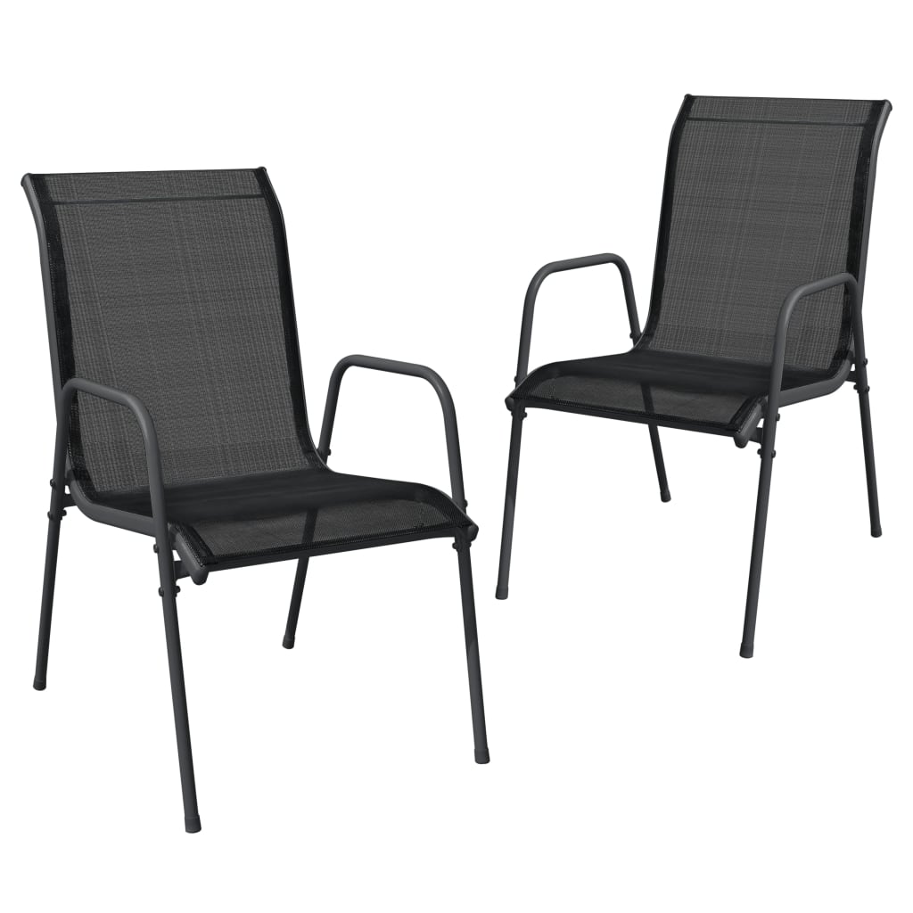 vidaXL Patio Chairs 2 pcs Steel and Textilene Black-1