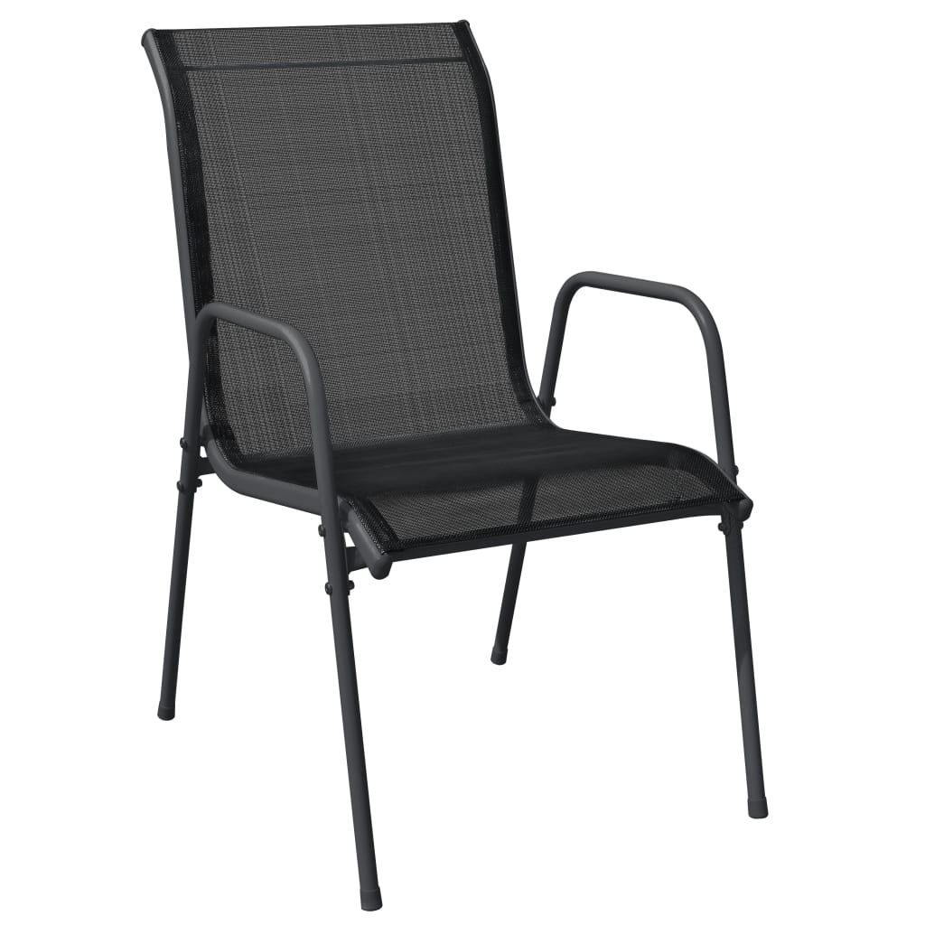 vidaXL Patio Chairs 2 pcs Steel and Textilene Black-13