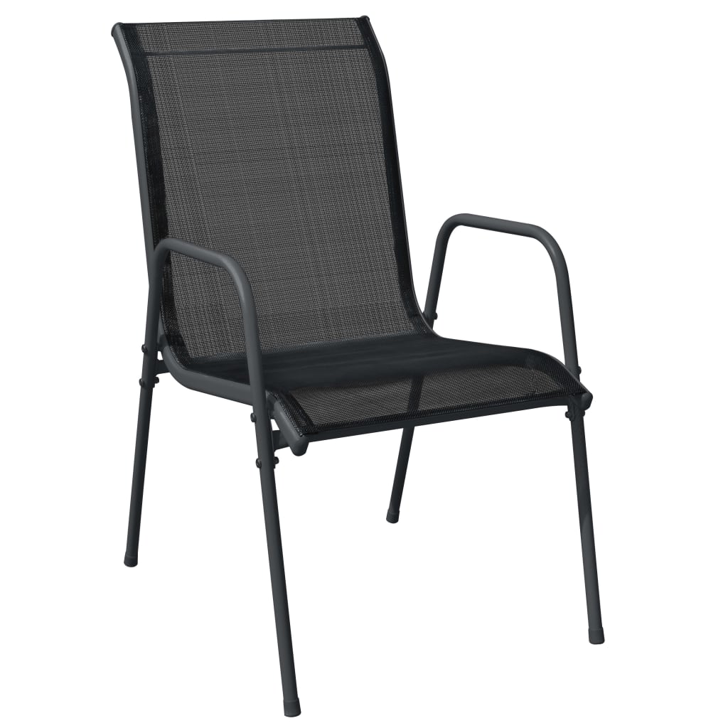 vidaXL Patio Chairs 2 pcs Steel and Textilene Black-8