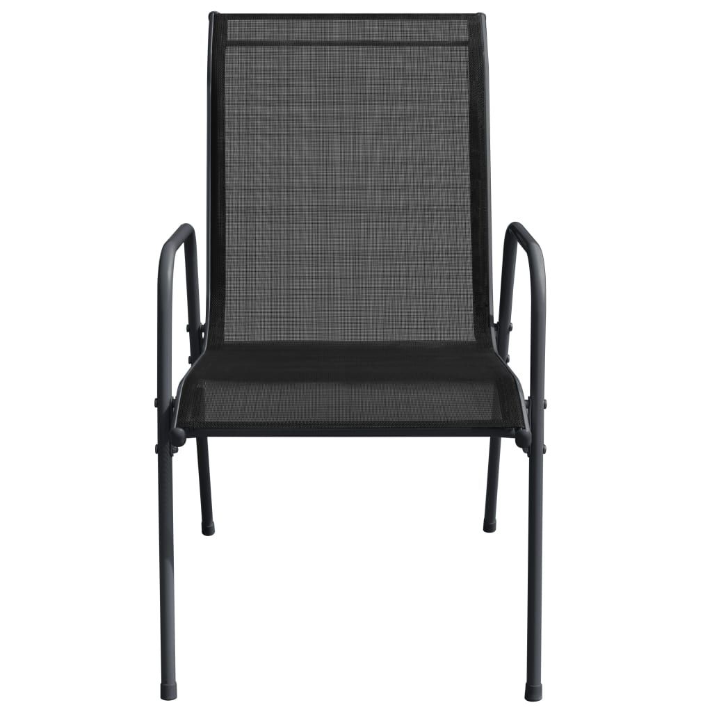 vidaXL Patio Chairs 2 pcs Steel and Textilene Black-11