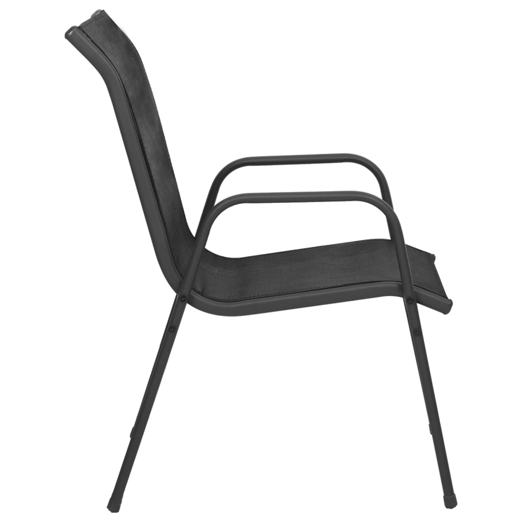 vidaXL Patio Chairs 2 pcs Steel and Textilene Black-14