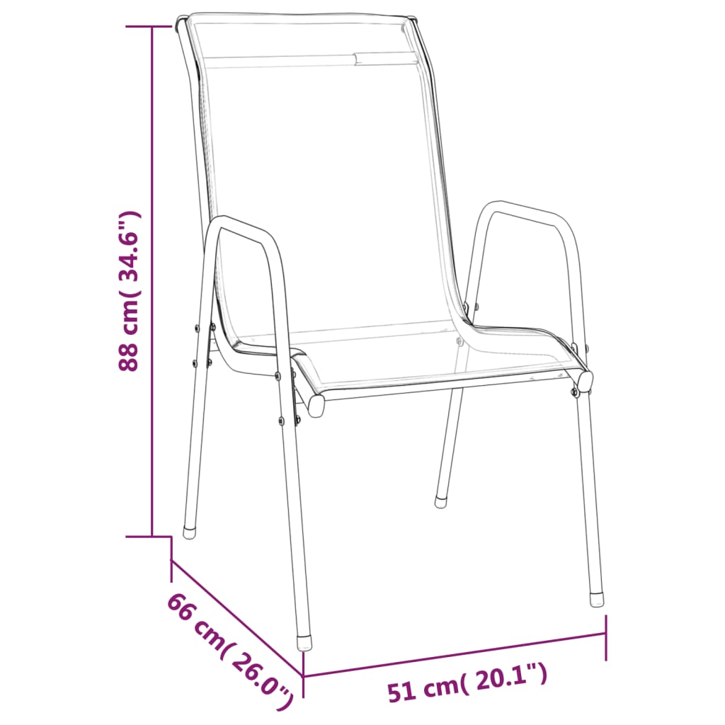 vidaXL Patio Chairs 2 pcs Steel and Textilene Black-18