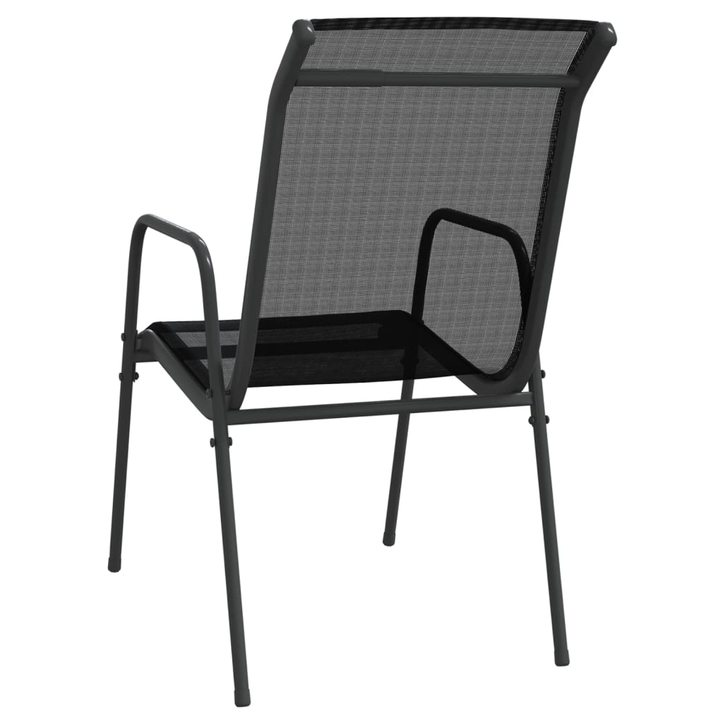 vidaXL Patio Chairs 2 pcs Steel and Textilene Black-9