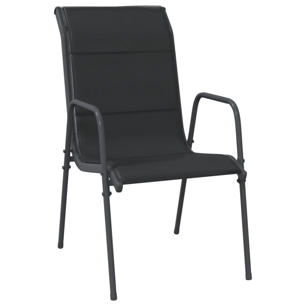 vidaXL Patio Chairs Outdoor Stack Chair for Patio Steel and Textilene Black-13