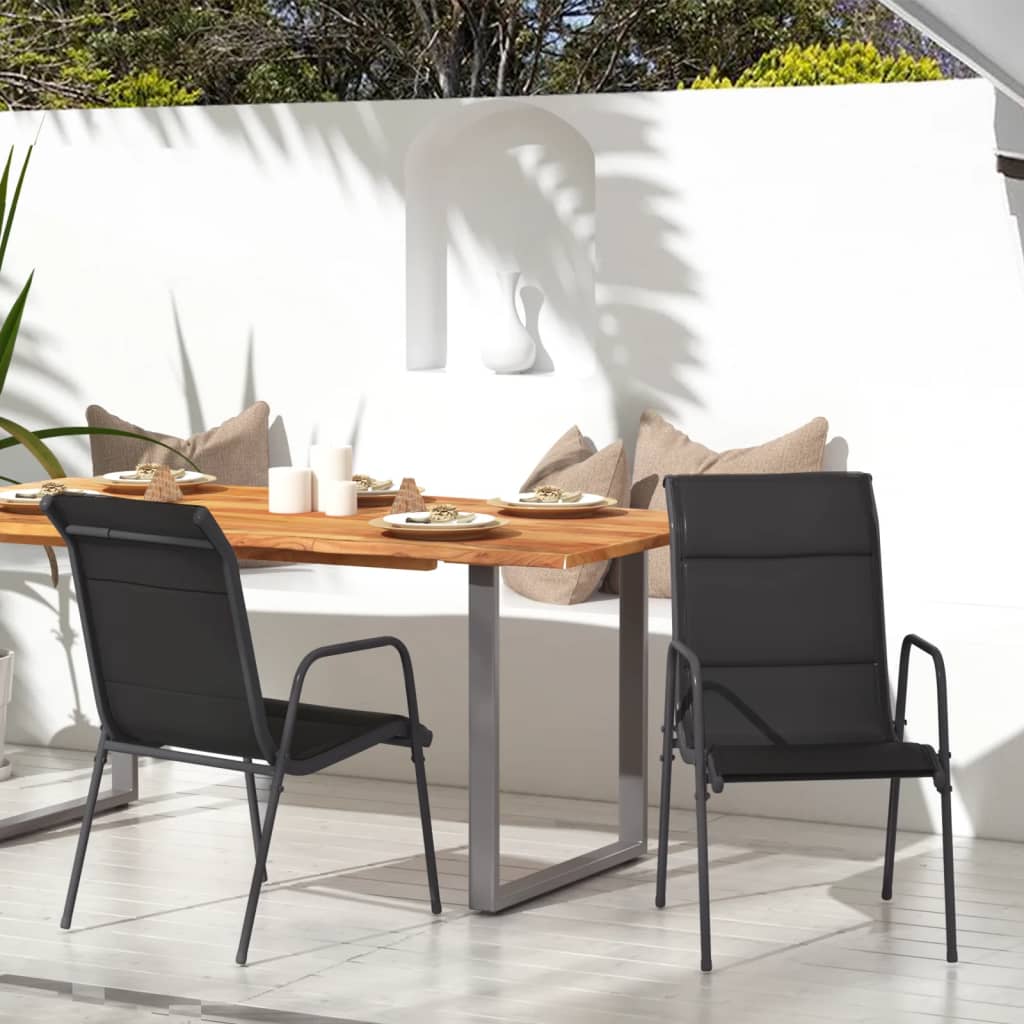 vidaXL Patio Chairs Outdoor Stack Chair for Patio Steel and Textilene Black-7