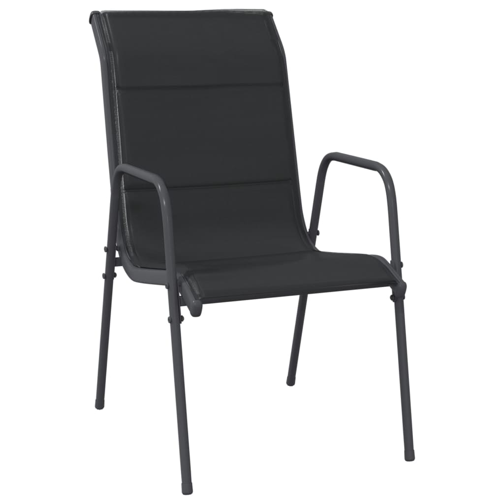 vidaXL Patio Chairs Outdoor Stack Chair for Patio Steel and Textilene Black-8